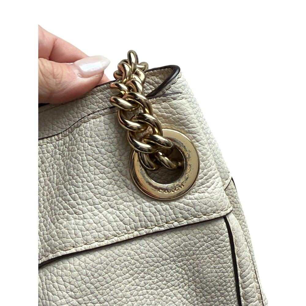 Coach Cream Turlock Edie Pebbled Leather Shoulder Bag - Picture 13 of 13